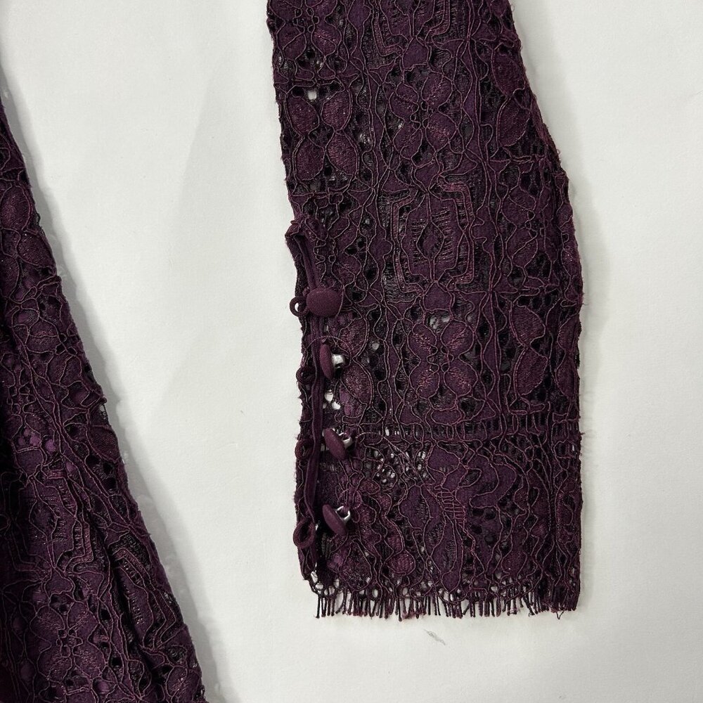 Free People Honey Honey Lace Mini Dress Size 2 Open Back Potent Purple - Picture 6 of 13
